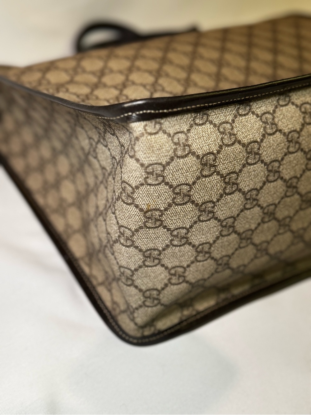 Vtg Authentic Gucci GG Supreme GG Monogram Top Handle Canvas Tote Bag Pre-owned - Picture 8 of 11